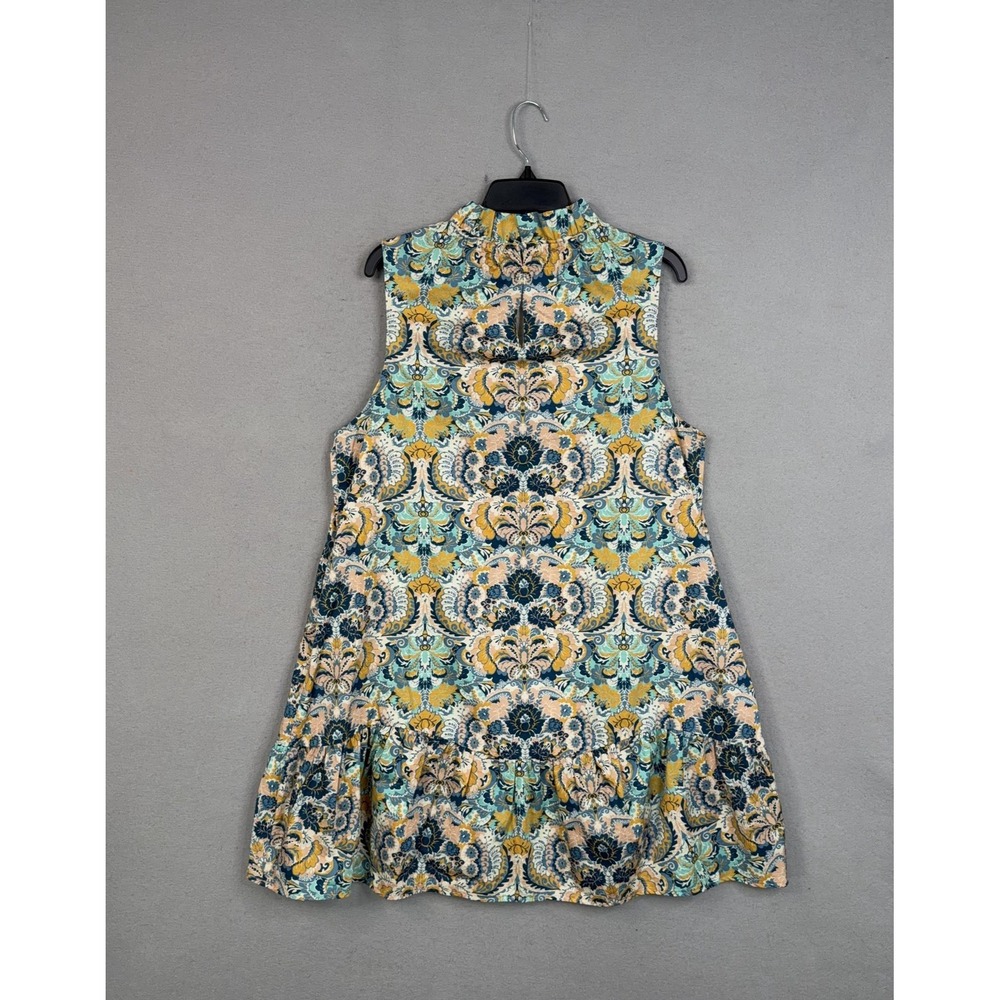 Tyler Boe Dress Womens Medium Blue Floral Boho Sleeveless Shift Ruffle Hem - Picture 6 of 11
